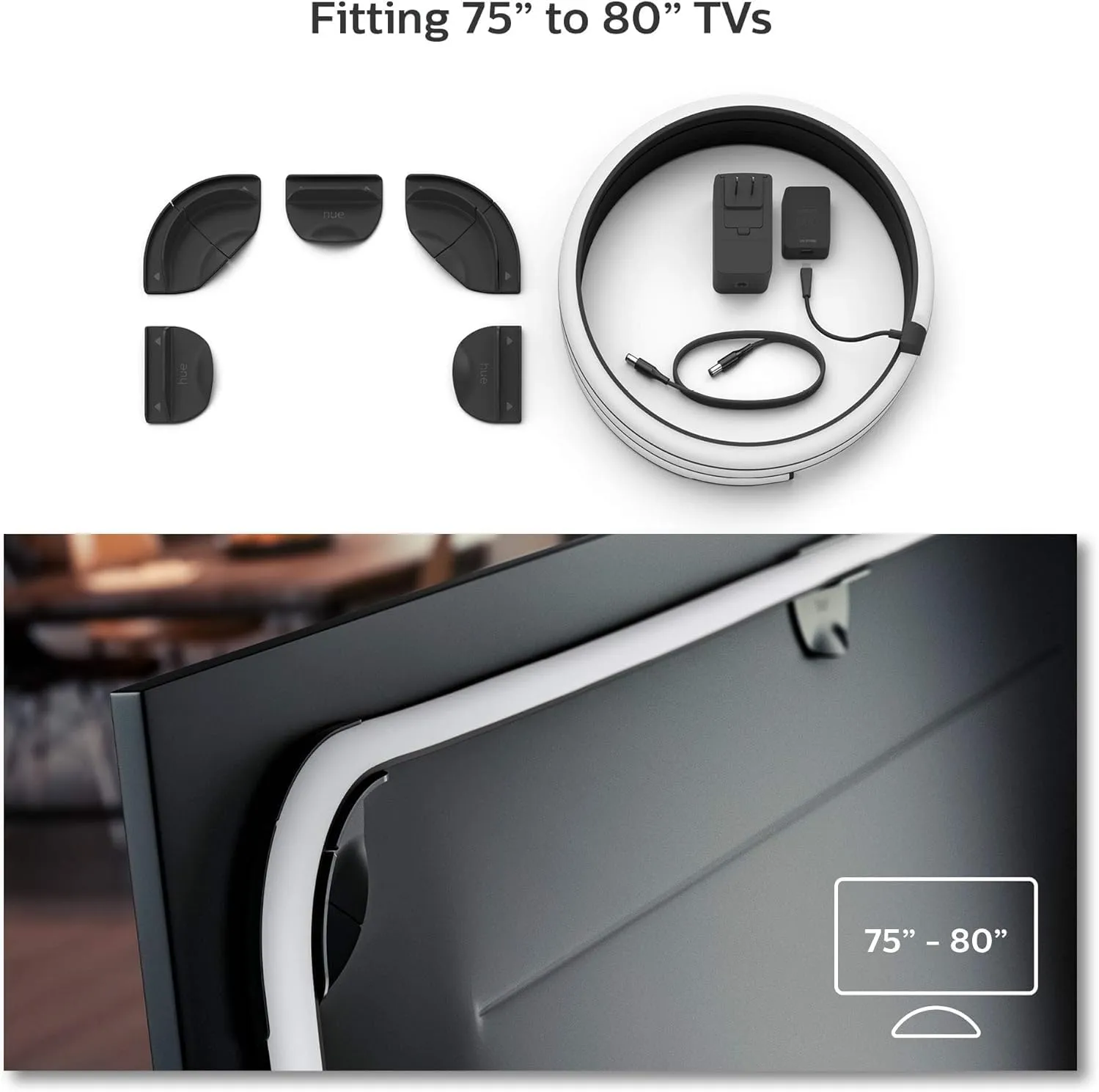 Philips Hue 75" Smart TV Light Strip - White and Color Ambiance LED Color-Changing TV Backlight - Sync with TV, Music, and Gaming - Requires Bridge and Sync Box - Control with App or Voice Assistant