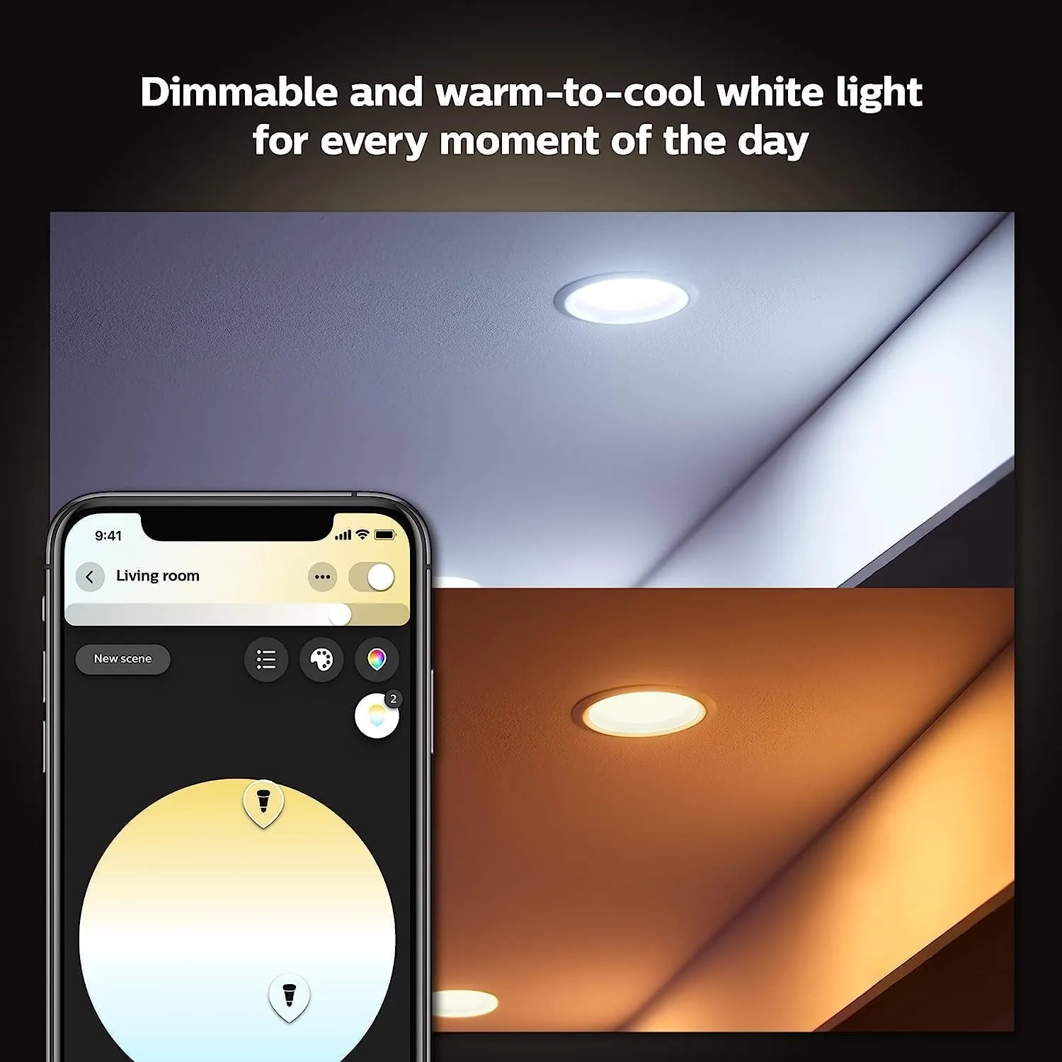 Philips Hue White Ambiance Extra Bright High Lumen Dimmable LED Smart Retrofit Recessed 4" Downlight Compatible with Amazon Alexa Apple HomeKit and Google Assistant