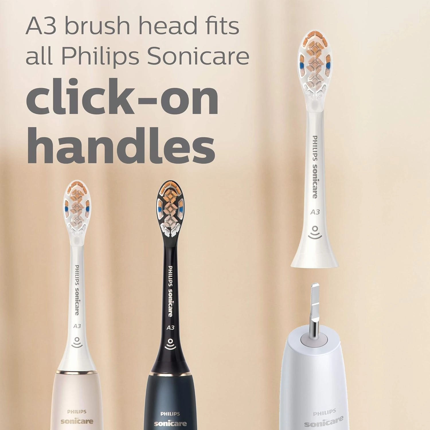 Philips Sonicare A3 Premium All-in-One, Genuine Replacement Toothbrush Heads, White, 2 Pack, HX9092/65