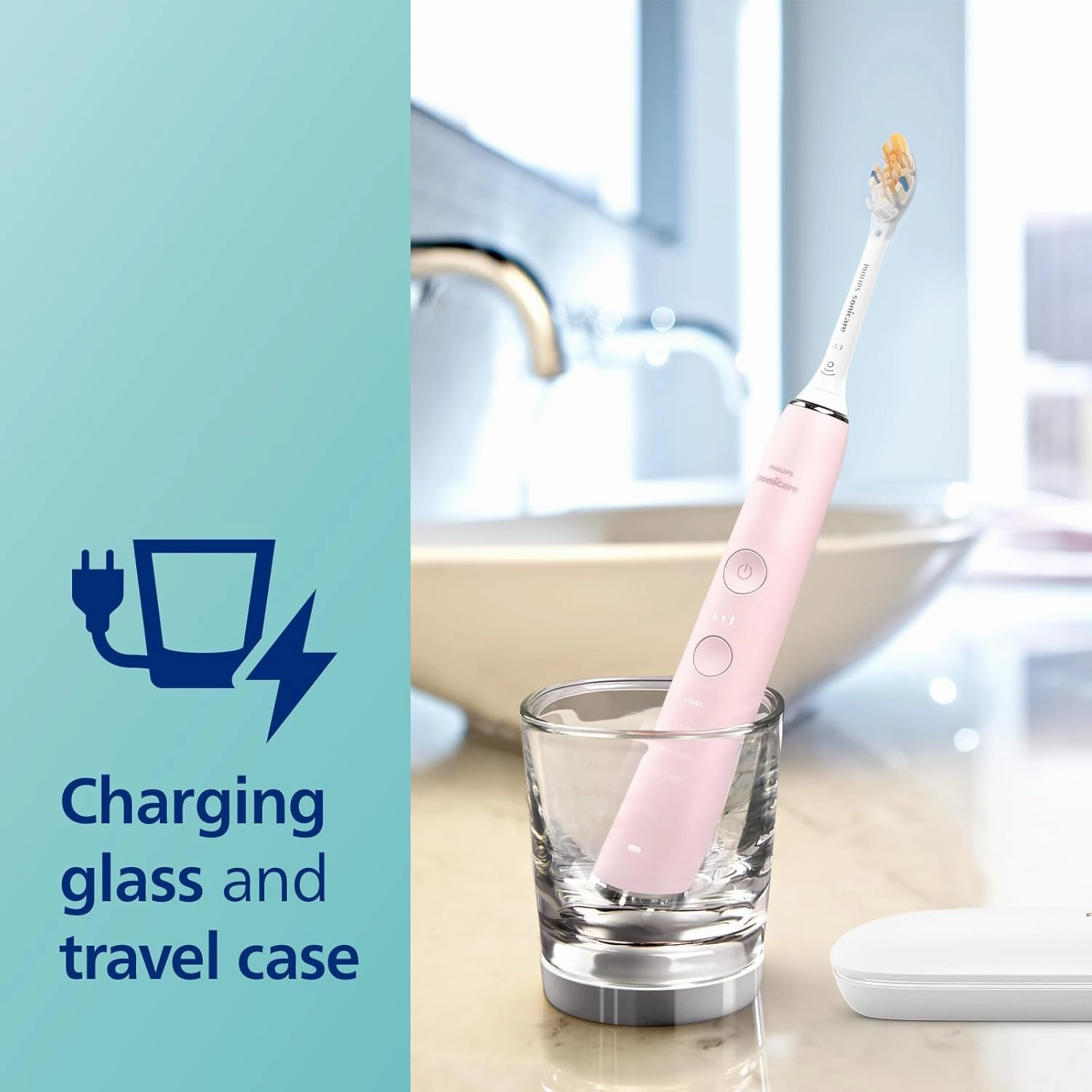 Philips Sonicare DiamondClean Smart 9300 Electric Toothbrush, Sonic Toothbrush with App, Pressure Sensor, Brush Head Detection, 4 Brushing Modes and 3 Intensity Levels, Pink, Model HX9903/25