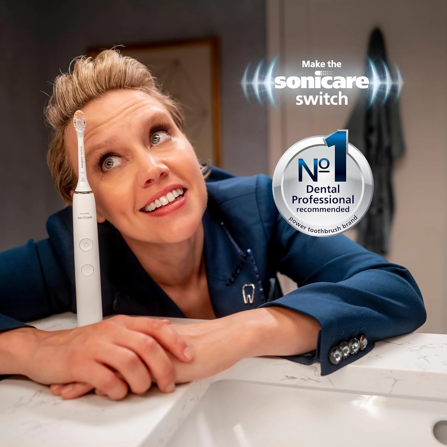 Philips Sonicare DiamondClean Smart 9500 Electric Toothbrush, Sonic Toothbrush with App, Pressure Sensor, Brush Head Detection, 5 Brushing Modes and 3 Intensity Levels, White, Model HX9923/01
