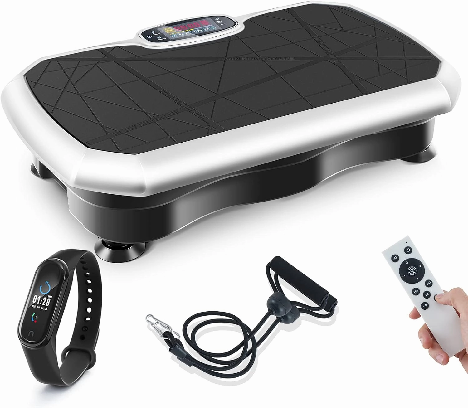 PHOEROS Vibration Plate Exercise Machine - Whole Body Power Shake Vibration Platform w/Loop Bands- Home Fitness Training Gym Workout Equipment for Weight Loss,Shaping,Toning & Wellness, 120 Levels