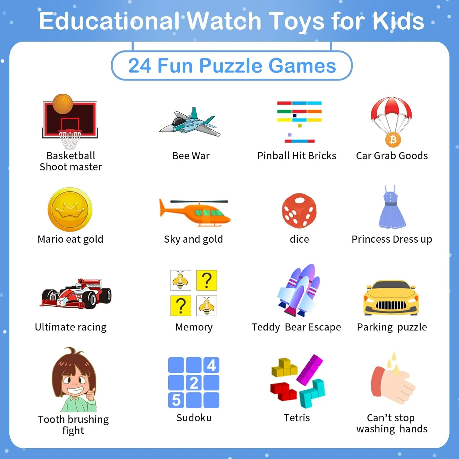 Phyulls Smart Watch for Kids with 24 Games Alarm Clock, Touchscreen, Calendaring Camera Music Player Time Display Video & Audio Recording, Toys for 3-12 Years Old Boys