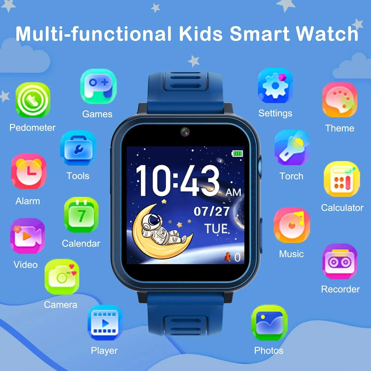 Phyulls Smart Watch for Kids with 24 Games Alarm Clock, Touchscreen, Calendaring Camera Music Player Time Display Video & Audio Recording, Toys for 3-12 Years Old Boys