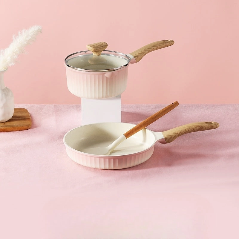 Pink Color Changing Non Stick Saucepan Set