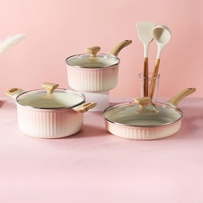Pink Color Changing Non Stick Saucepan Set