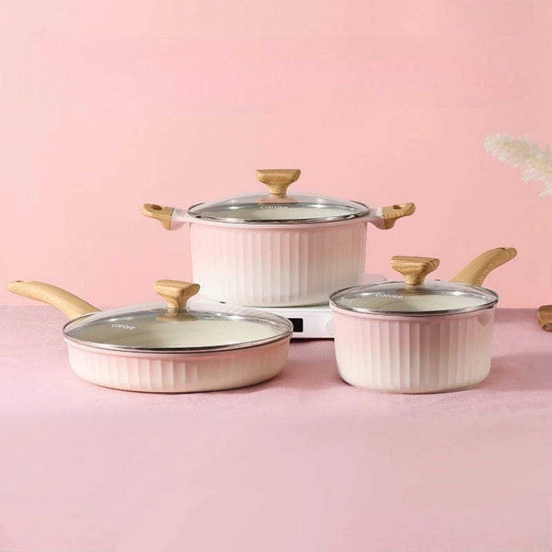 Pink Color Changing Non Stick Saucepan Set