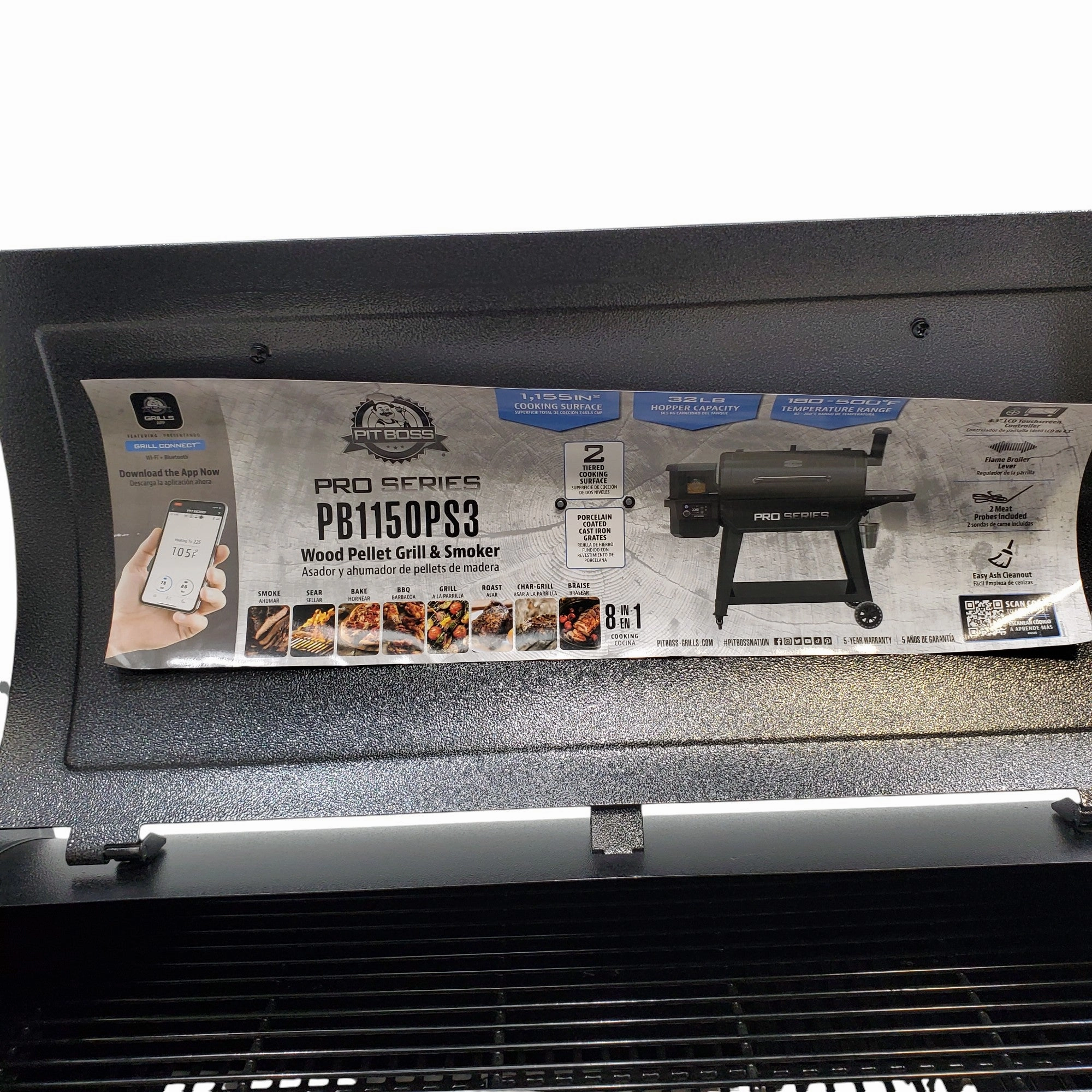 Pit Boss Wood Pellet Pro Series V3 1150-Sq in Grey Pellet Grill with Smart Compatibility - Open Box