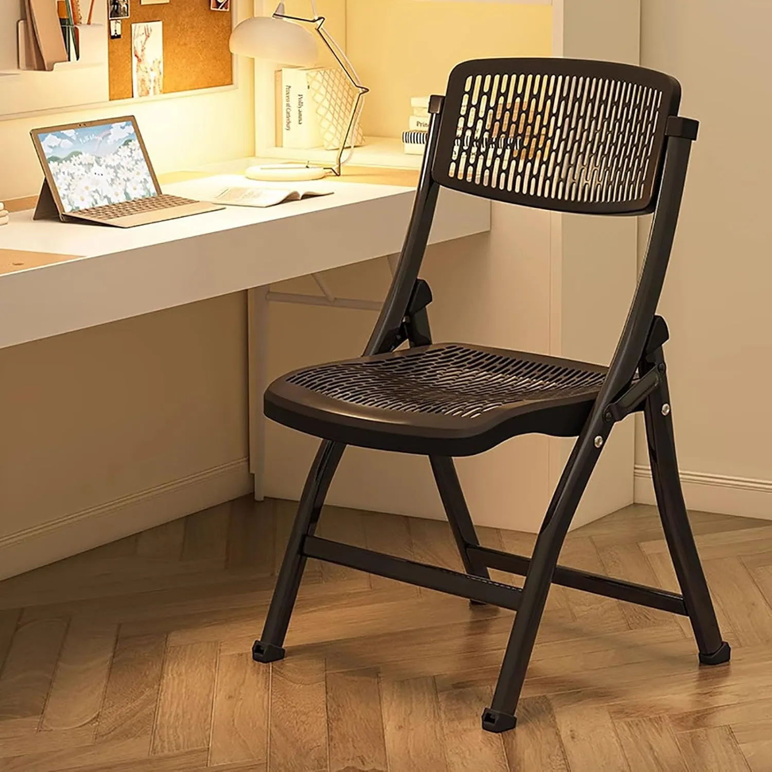 Plastic Stackable Folding Chairs,Stackable Folding Dining Chair Portable Event Chair Comfortable Breathable Mesh Seat Event Chair for Bedroom and Living Room,D,46x54x85cm(18x21x33inch)