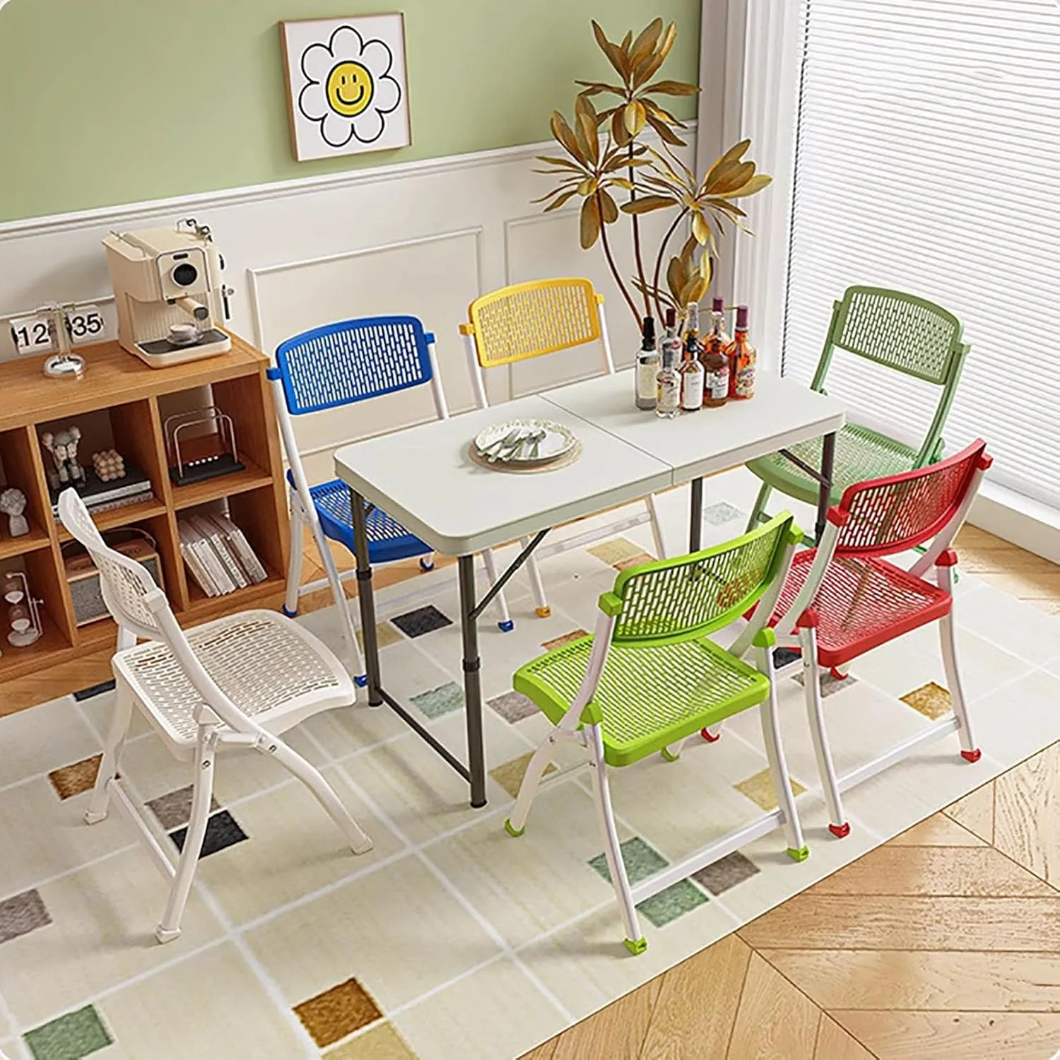 Plastic Stackable Folding Chairs,Stackable Folding Dining Chair Portable Event Chair Comfortable Breathable Mesh Seat Event Chair for Bedroom and Living Room,D,46x54x85cm(18x21x33inch)