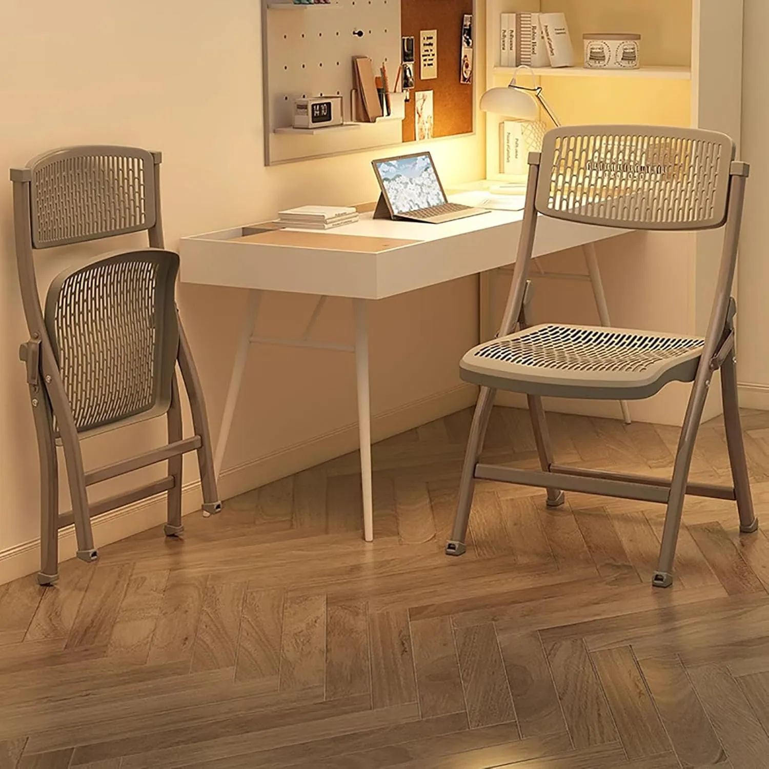 Plastic Stackable Folding Chairs,Stackable Folding Dining Chair Portable Event Chair Comfortable Breathable Mesh Seat Event Chair for Bedroom and Living Room,D,46x54x85cm(18x21x33inch)