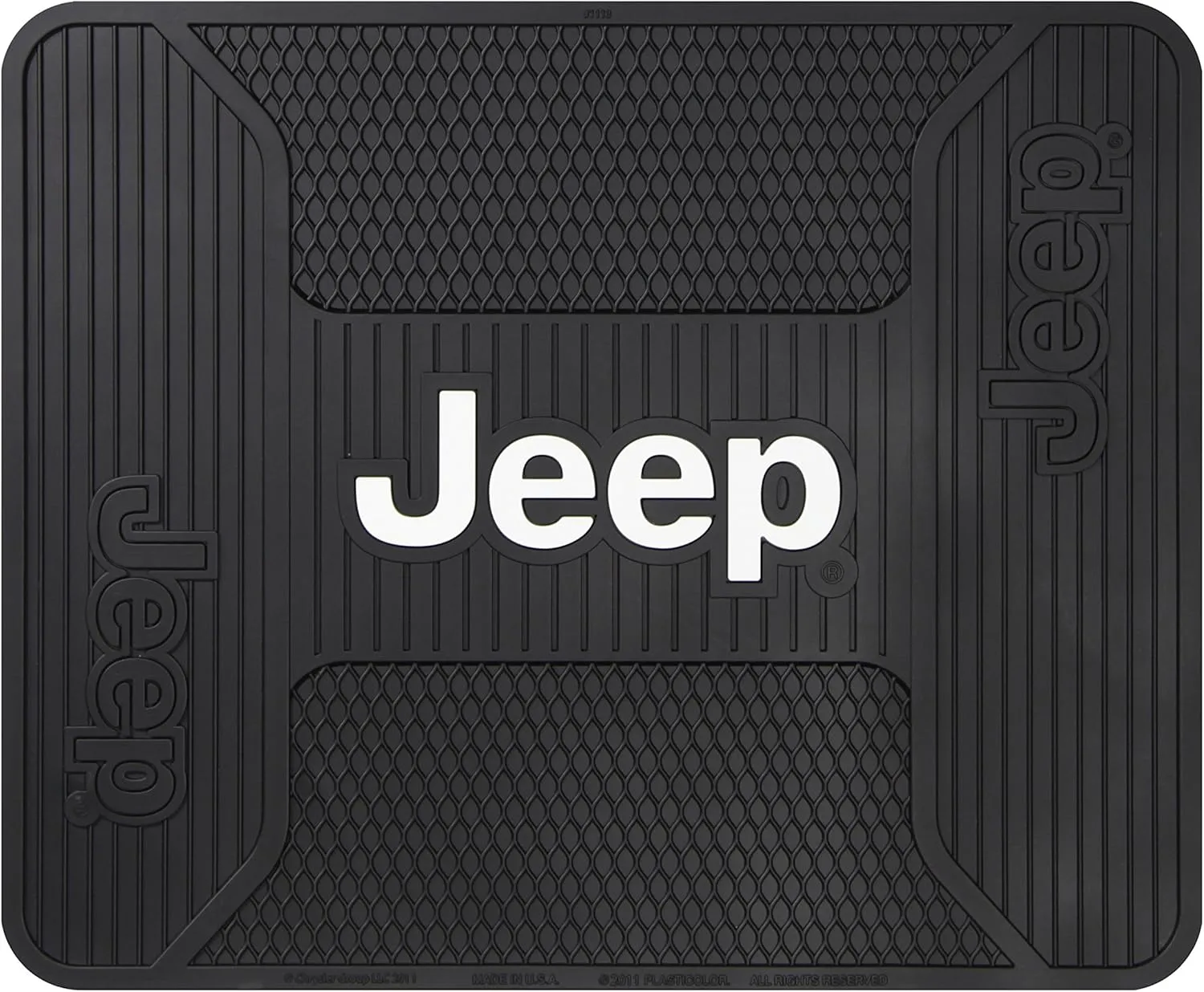 Plasticolor 001222R01 Jeep Elite Style Rear Seat Floor Utility Mat for Car Truck or SUV, 16.75" L X 13.75" W , Black