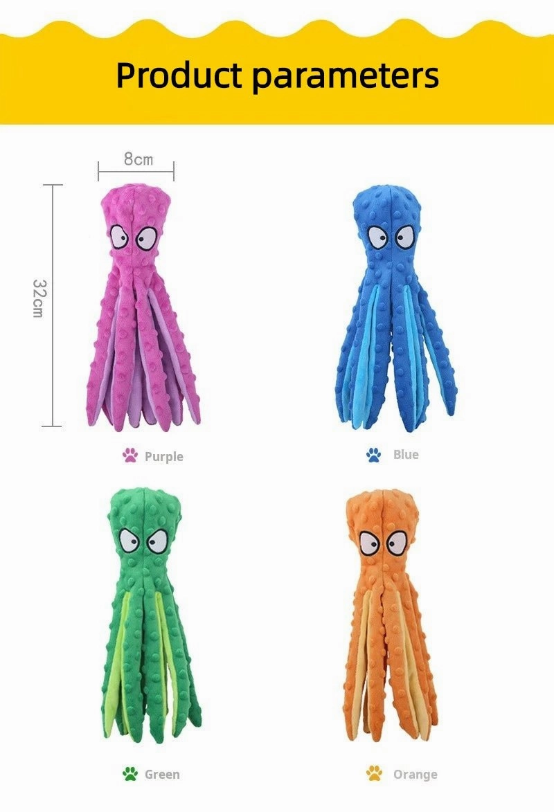 Plush Octopus Dog Toy - Bite-Resistant, Squeaky, and Interactive