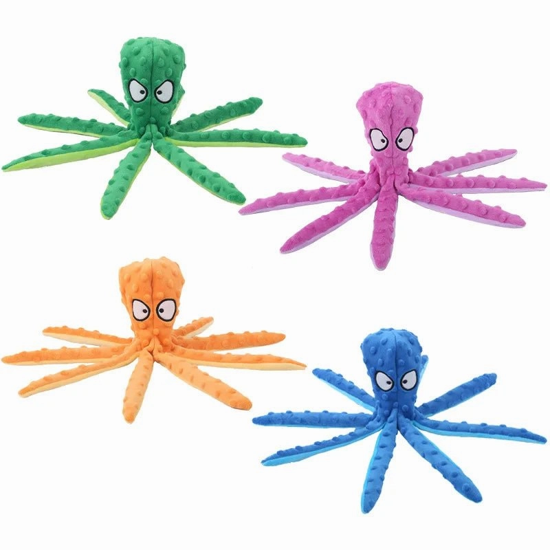 Plush Octopus Dog Toy - Bite-Resistant, Squeaky, and Interactive