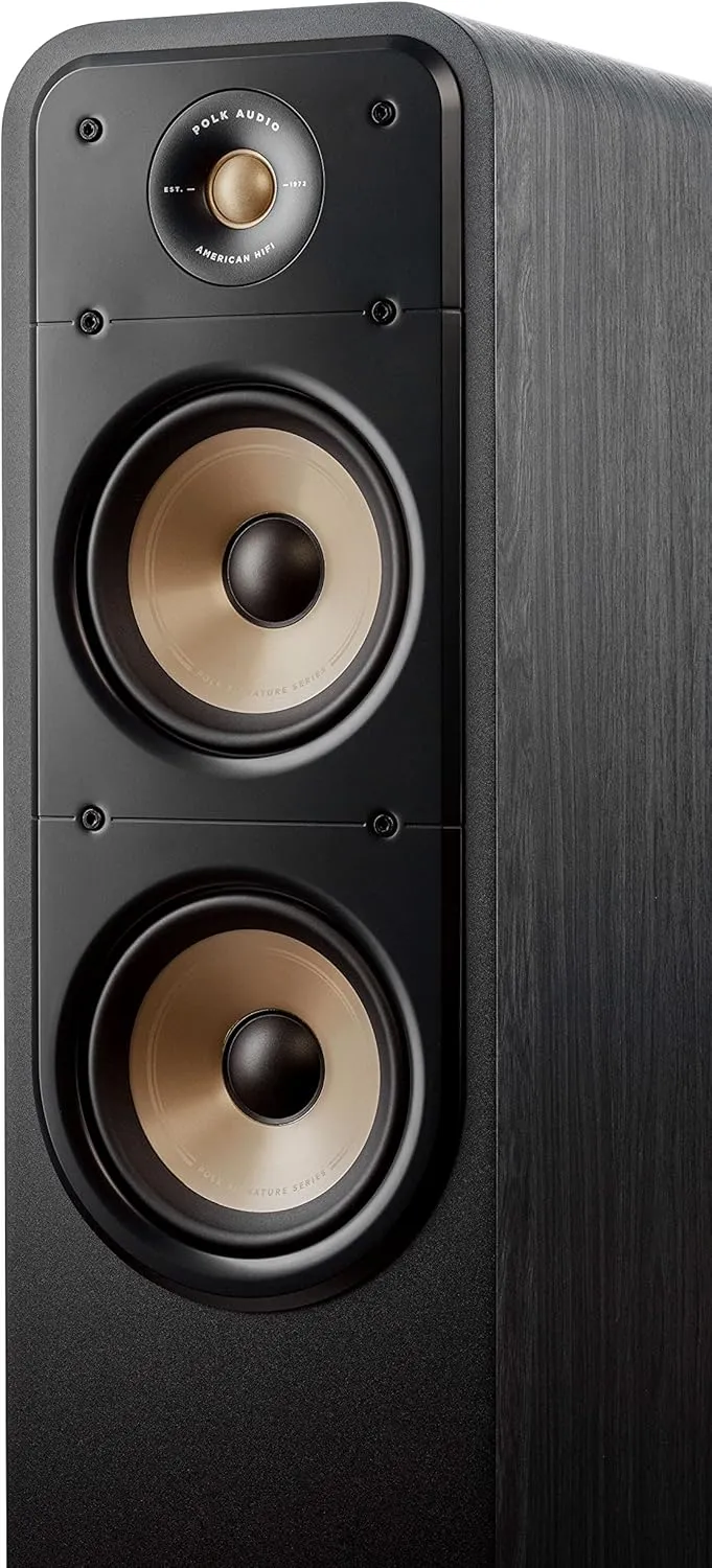 Polk Signature Elite ES50 Tower Speaker - Hi-Res Audio Certified, Dolby Atmos & DTS:X Compatible, 1" Tweeter & (2) 5.25" Woofers, Power Port Technology for Effortless Bass, Stunning Black