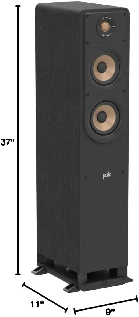 Polk Signature Elite ES50 Tower Speaker - Hi-Res Audio Certified, Dolby Atmos & DTS:X Compatible, 1" Tweeter & (2) 5.25" Woofers, Power Port Technology for Effortless Bass, Stunning Black