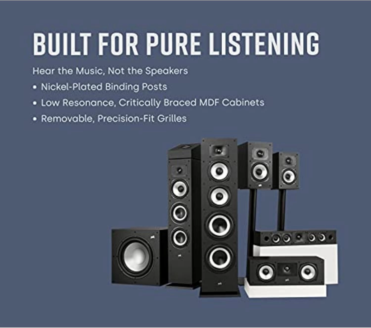 Polk Monitor XT70 Large Tower Speaker - Hi-Res Audio Certified, Dolby Atmos & DTS:X Compatible, 1" Tweeter, (2) 6.5" Dynamically Balanced Woofers, (2) 8" Passive Radiators (Single, Midnight Black)