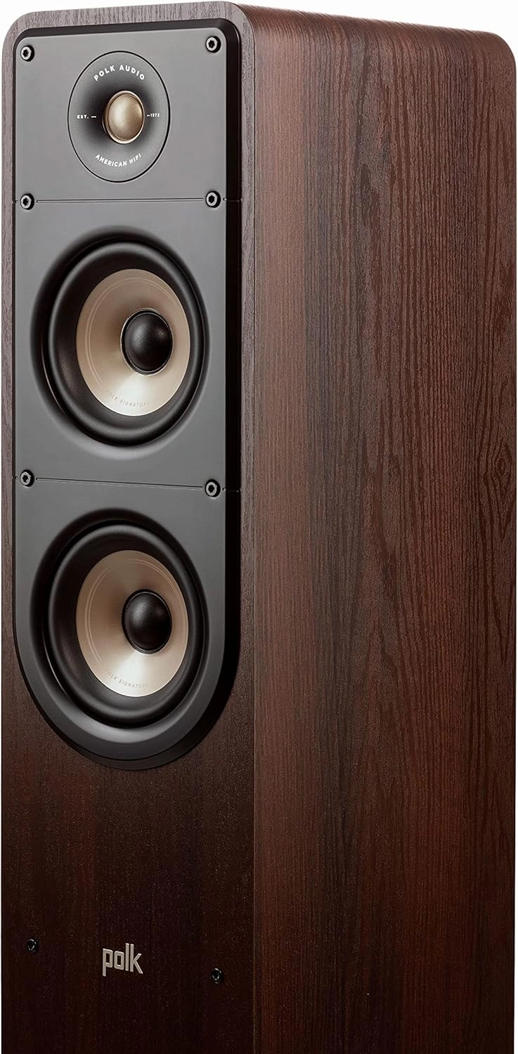 Polk Signature Elite ES50 Tower Speaker - Hi-Res Audio Certified, Dolby Atmos & DTS:X Compatible, 1" Tweeter & (2) 5.25" Woofers, Power Port Technology for Effortless Bass, Contemporary Walnut