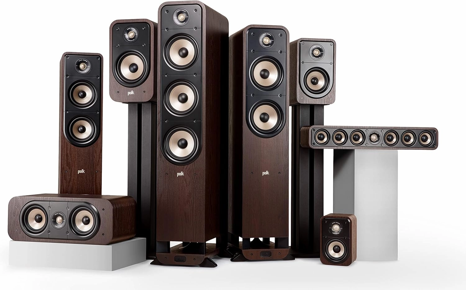 Polk Signature Elite ES50 Tower Speaker - Hi-Res Audio Certified, Dolby Atmos & DTS:X Compatible, 1" Tweeter & (2) 5.25" Woofers, Power Port Technology for Effortless Bass, Contemporary Walnut