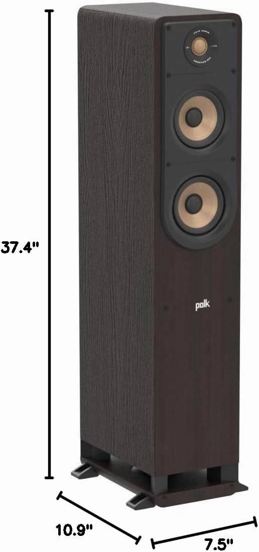Polk Signature Elite ES50 Tower Speaker - Hi-Res Audio Certified, Dolby Atmos & DTS:X Compatible, 1" Tweeter & (2) 5.25" Woofers, Power Port Technology for Effortless Bass, Contemporary Walnut