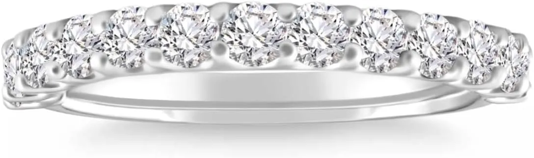 Pompeii 1Ct TW Round Cut Diamond U Prong Wedding Ring Stackable Band 14k Gold Lab Grown (F/G,VS2-SI1)
