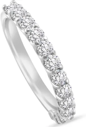 Pompeii 1Ct TW Round Cut Diamond U Prong Wedding Ring Stackable Band 14k Gold Lab Grown (F/G,VS2-SI1)