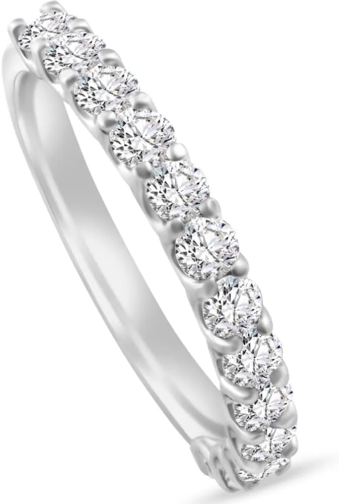 Pompeii 1Ct TW Round Cut Diamond U Prong Wedding Ring Stackable Band 14k Gold Lab Grown (F/G,VS2-SI1)