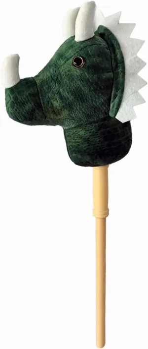 PonyLand: Music Stick Animal - Green Dinosaur - Music Button, Sturdy Two-Piece Stick W/Colorful Soft Plush Animal Head, Pretend Play, Kids Ages 3 