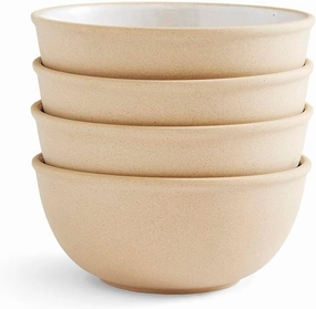 Portmeirion Minerals 6-Inch Serving Bowl, Moonstone (Set of 4) - Made in Portugal, Unique Stoneware Glaze for Kitchen, Microwave & Dishwasher Safe - Shallow Stackable Tableware for Cereal, Soup, Salad