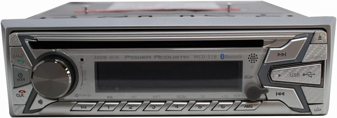 POWER ACOUSTIK MCD-51B Single Din in-Dash Marine Grade CD/MP3, AM/FM Receiver with SD, USB & Bluetooth