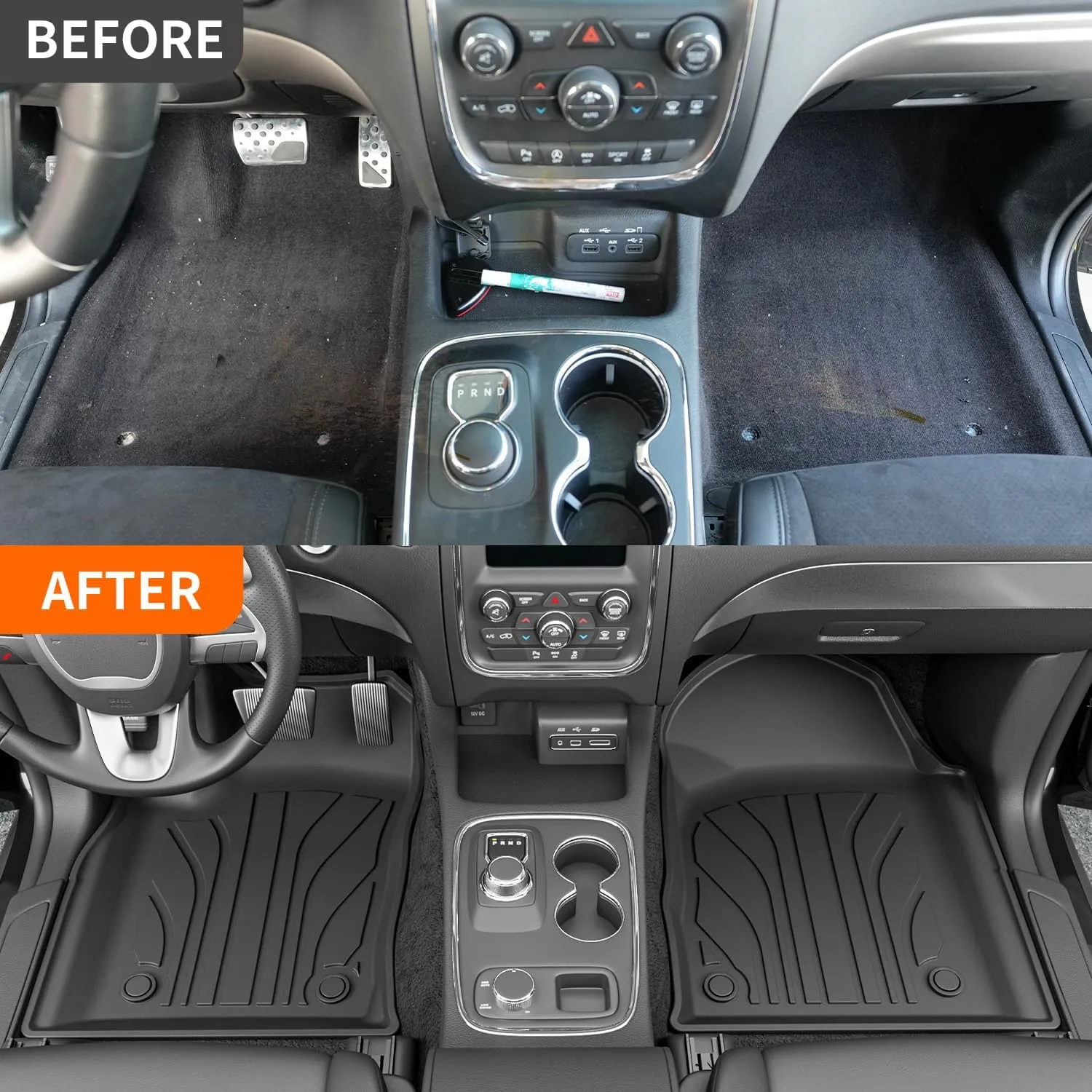 powoq Floor Mat Compatible with 2016-2025 Dodge Durango 6 Seats Trunk Liner 3rd Backrest Mat Replacement for 2016-2025 Dodge Durango Accessories(Trunk Mat 3rd Backrest Mat 6 Seats Floor Mat)