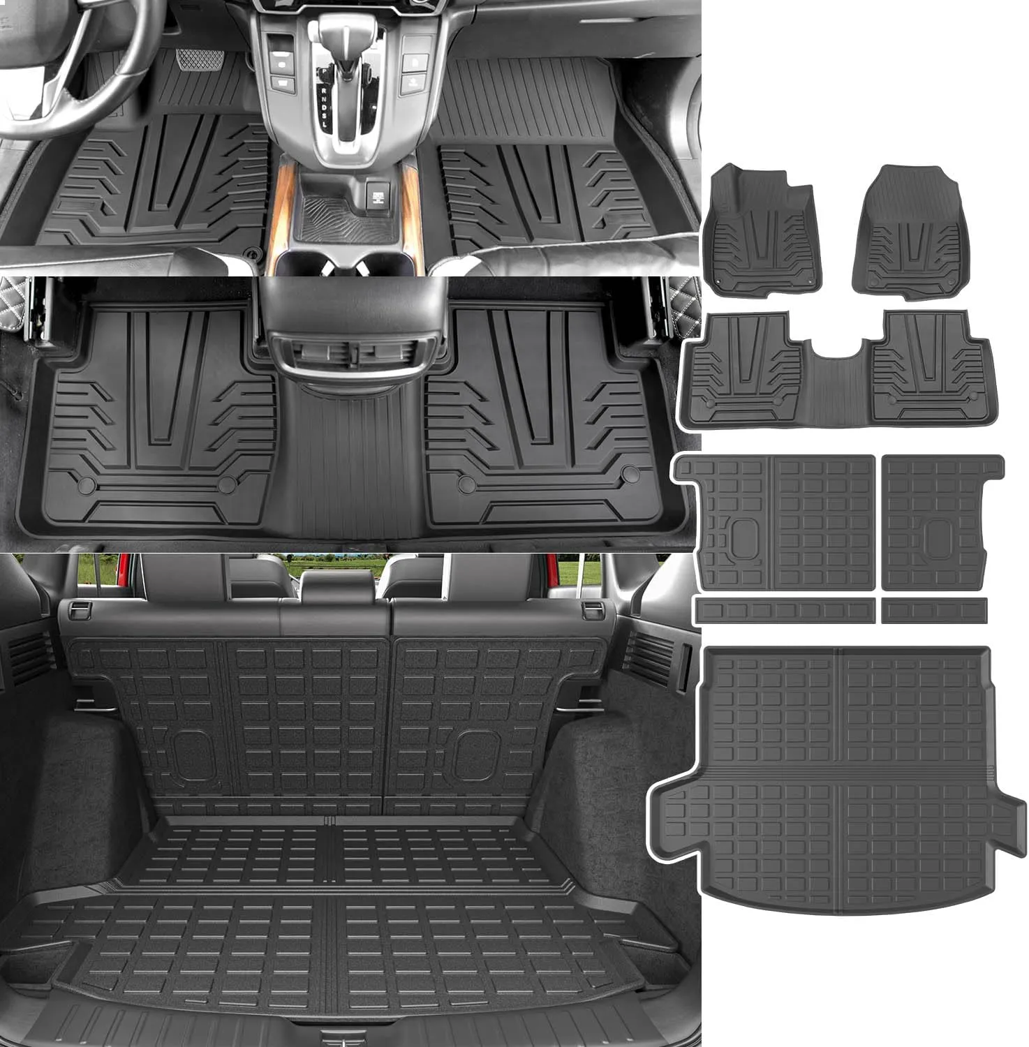 powoq Hybrid Floor Mat Compatible with 2017-2022 Honda CRV Cargo Mat Backrest Liner Trunk Mat Replacement for 2017-2022 Honda CRV Accessories (Fit 17-22 Hybrid Model, Trunk Backrest Floor Mat)