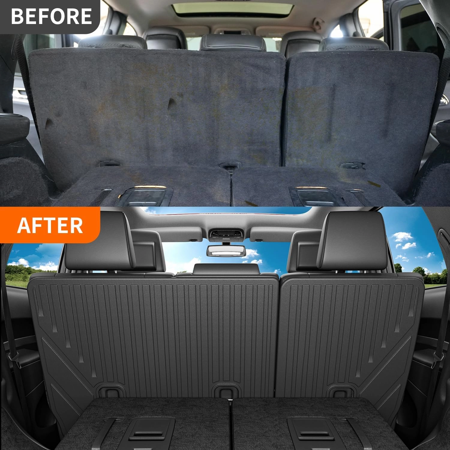 powoq 7 Seats Cargo Mat Compatible with 2016-2025 Dodge Durango Trunk Mat TPE 2nd Back Seat Protector Cargo Liner Trunk Liner Replacement for 2016-2025 Dodge Durango Accessories
