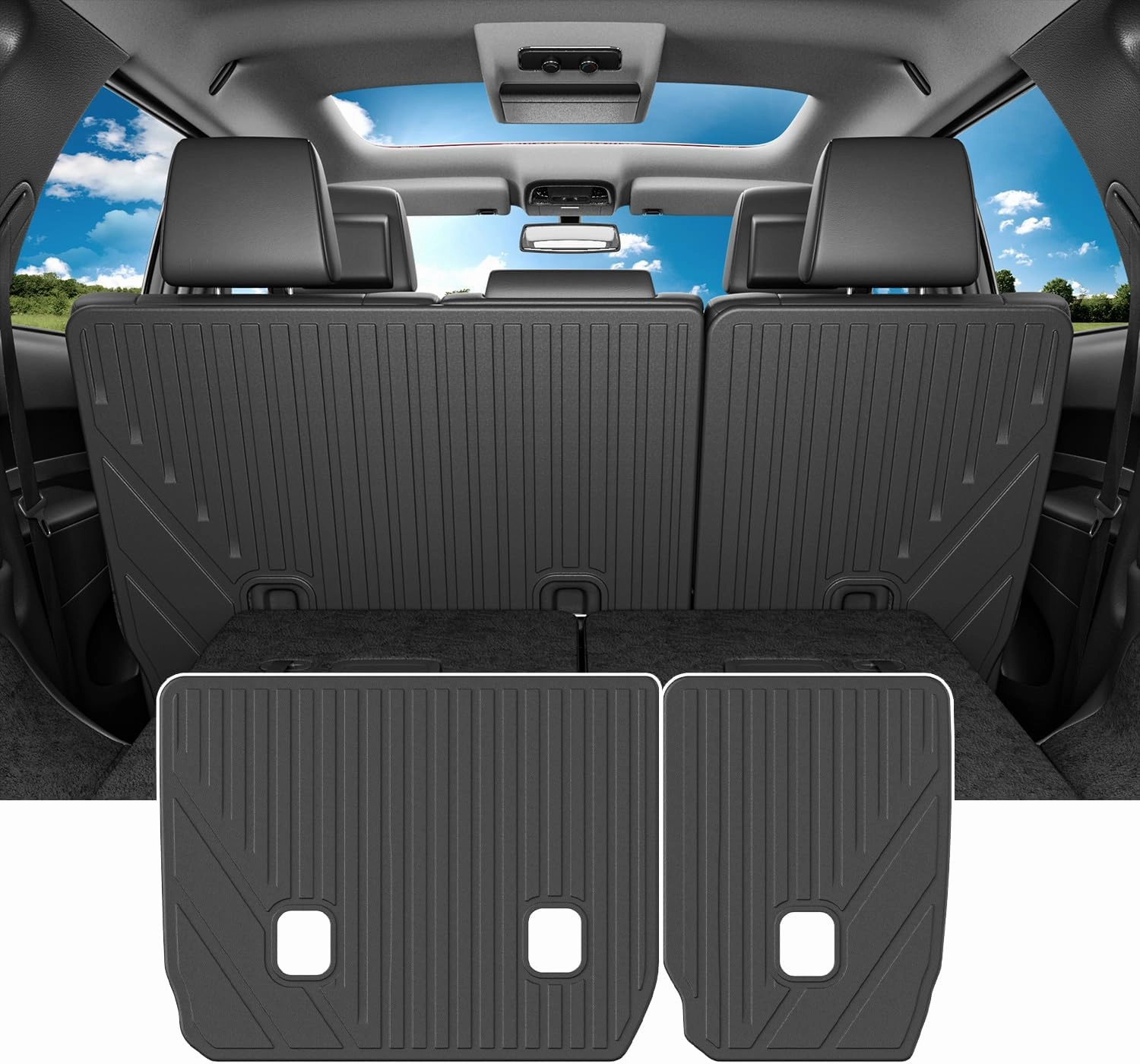 powoq 7 Seats Cargo Mat Compatible with 2016-2025 Dodge Durango Trunk Mat TPE 2nd Back Seat Protector Cargo Liner Trunk Liner Replacement for 2016-2025 Dodge Durango Accessories