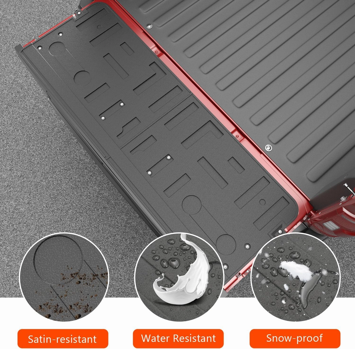powoq Tailgate Mat Compatible with 2021 2022 2023 2024 2025 Ford F150 Tailgate Cover Tailgate Liner TPE Replacement for 2021 2022 2023 2024 2025 Ford F150 Accessories (Tailgate Mat)