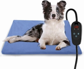 Practical Dog and Cat Heating Pad with Timer, Waterproof and Anti-bite, Artificial Pet Pad, Suitable for Cat and Dog Pet Cage Houses Suitable for Indoor Pets(L: 29.5'' x 17.7'')