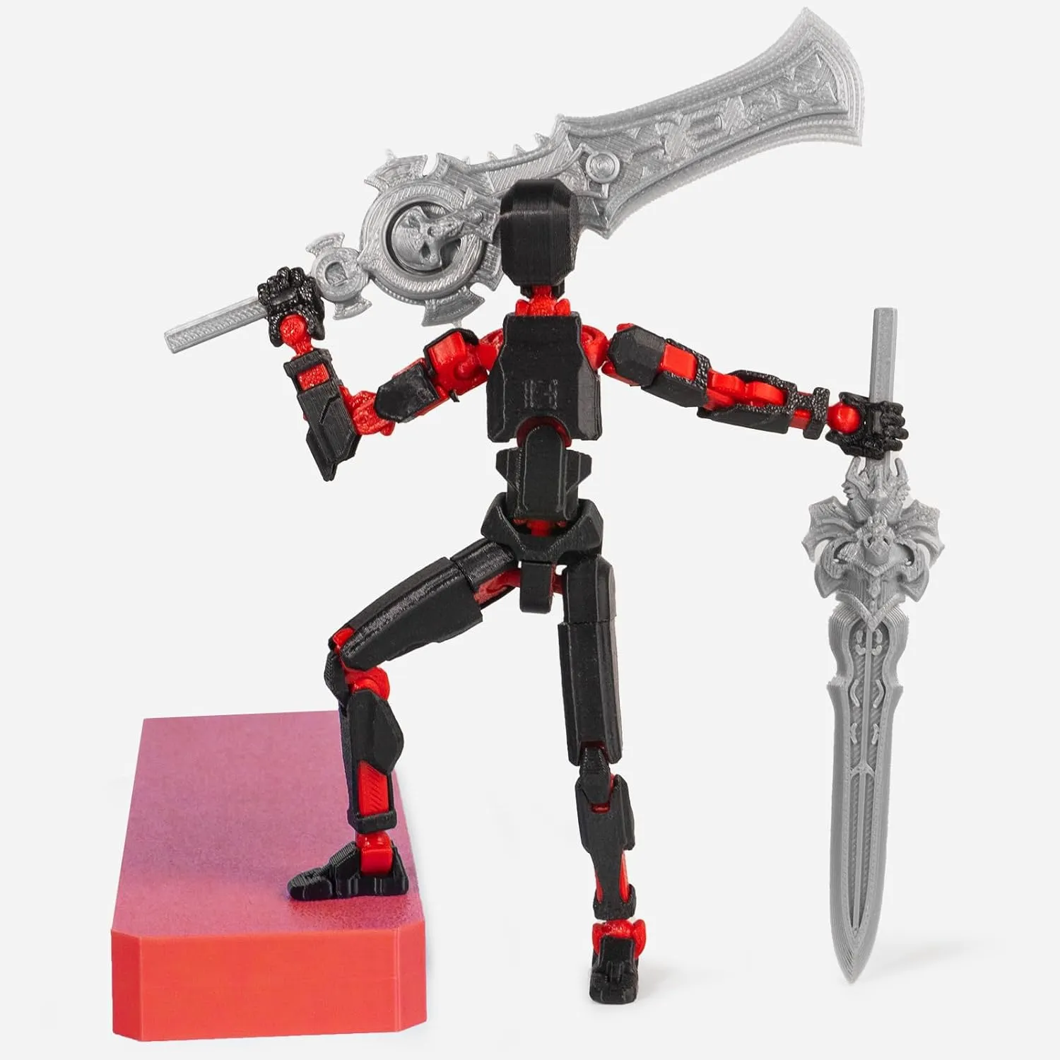 Pre-Assembly 3D Printed 5.54'' Dummy13 Action Figure, Multi-Jointed Tian13, Articulated T13 Desktop Decoration,12 in 1 Accessories, Best Birthday Festival Gift (Black red Black Green)