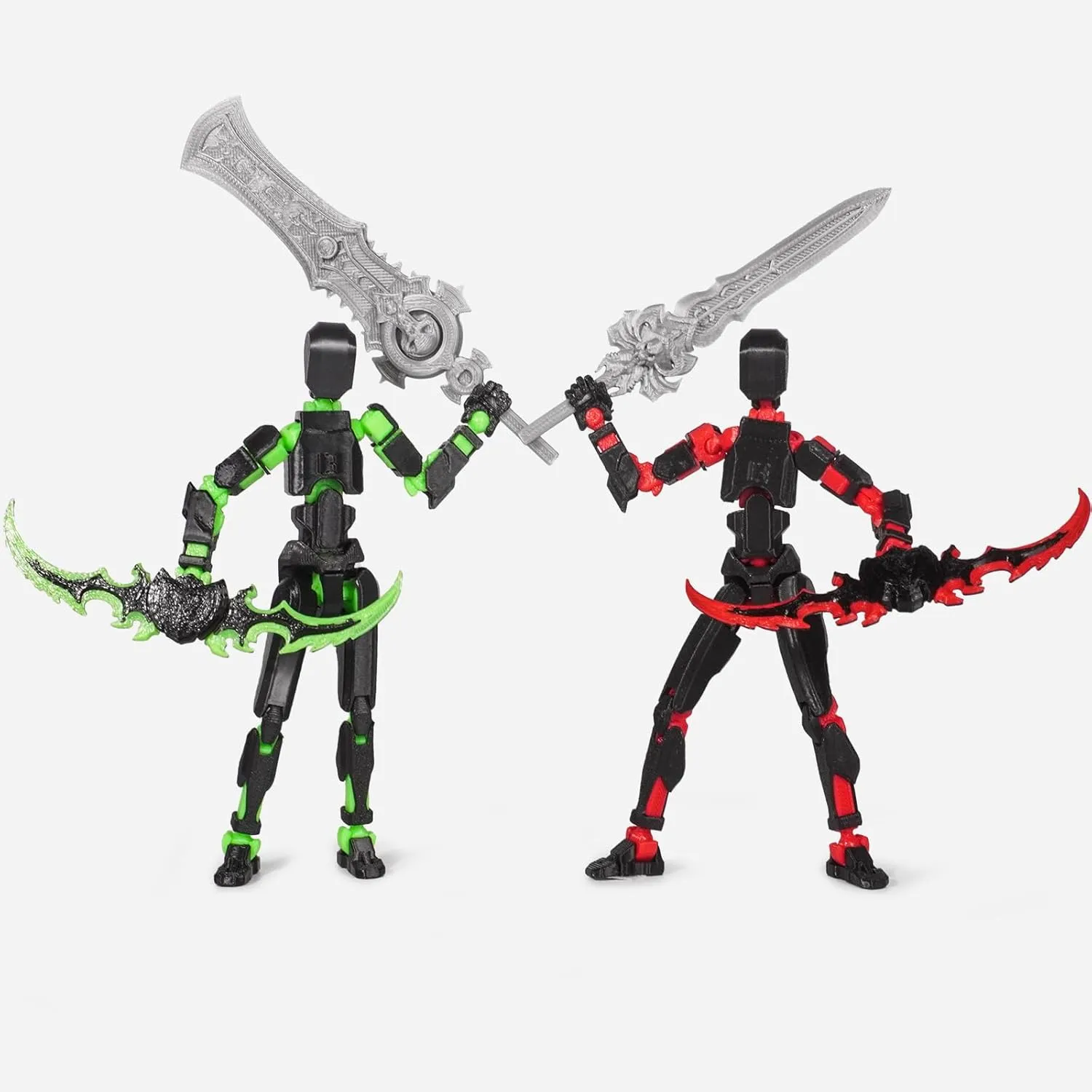 Pre-Assembly 3D Printed 5.54'' Dummy13 Action Figure, Multi-Jointed Tian13, Articulated T13 Desktop Decoration,12 in 1 Accessories, Best Birthday Festival Gift (Black red Black Green)