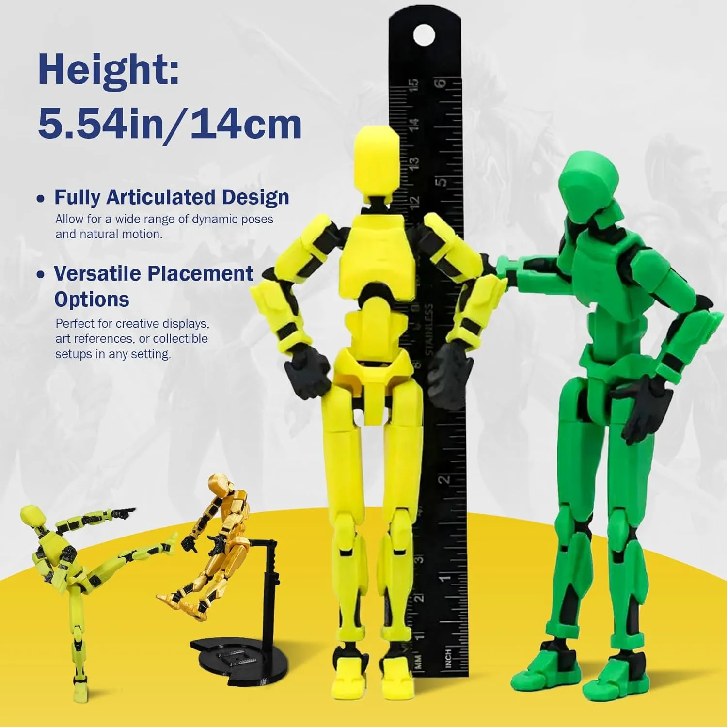 Pre-Assembly 3D Printed 5.54'' Dummy13 Action Figure, Multi-Jointed Tian13, Articulated T13 Desktop Decoration,12 in 1 Accessories, Best Birthday Festival Gift (Black red Black Green)
