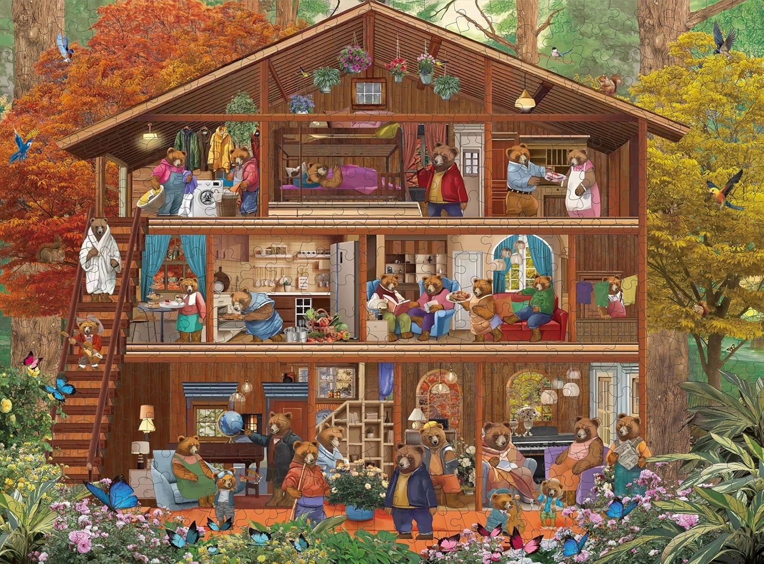 Premium 500 Piece Puzzles for Adults - Forest Animal Bear Family Puzzle - 27" x 20" Unique Brain Teasers, Difficulties and Challenges Large Puzzle Toy Gift
