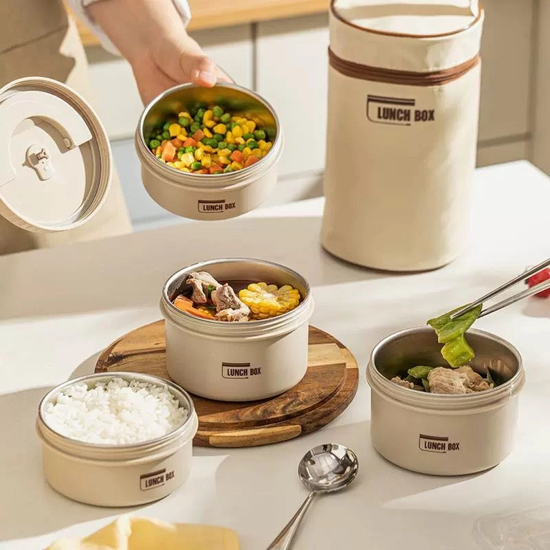 Premium Insulated Lunch Box Set – Portable Stackable Bento Box, Stainless Steel, Thermal Insulation, Keeps Food Warm or Cold, 470ml & 650ml Sizes, Perfect for On-the-Go Meals