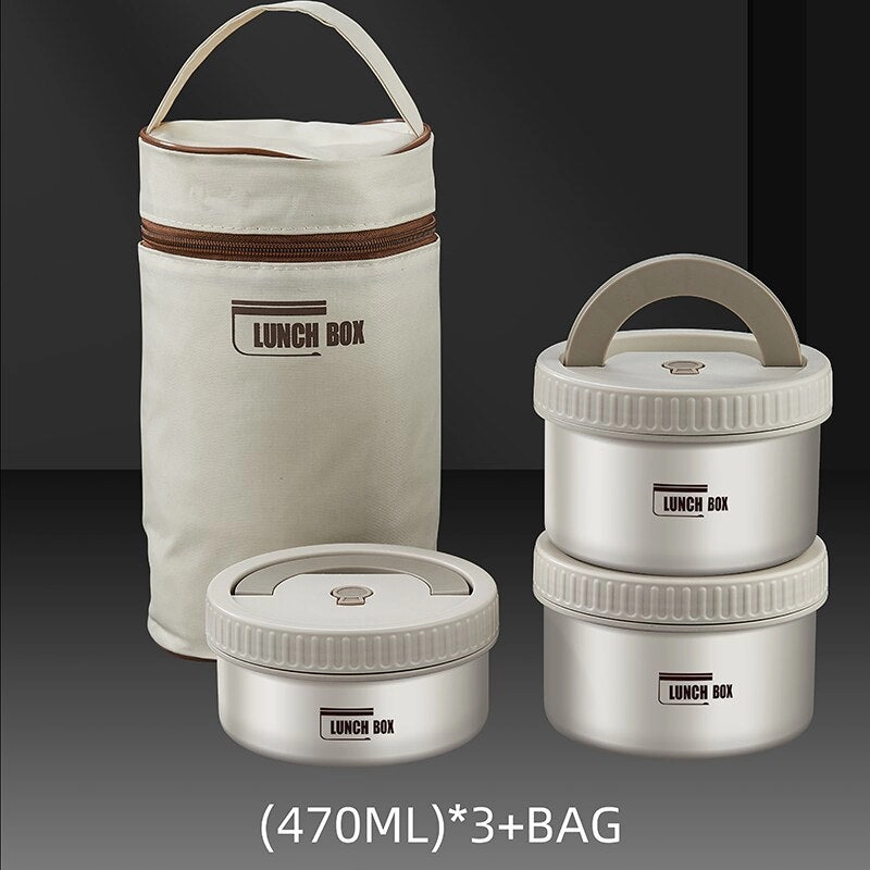 Premium Insulated Lunch Box Set – Portable Stackable Bento Box, Stainless Steel, Thermal Insulation, Keeps Food Warm or Cold, 470ml & 650ml Sizes, Perfect for On-the-Go Meals
