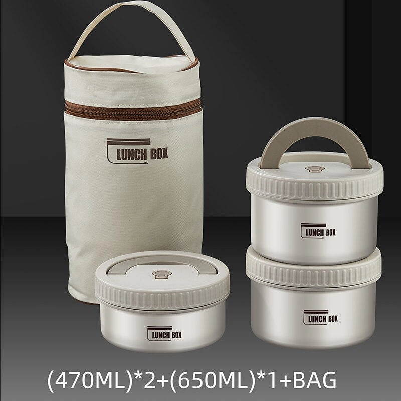 Premium Insulated Lunch Box Set – Portable Stackable Bento Box, Stainless Steel, Thermal Insulation, Keeps Food Warm or Cold, 470ml & 650ml Sizes, Perfect for On-the-Go Meals