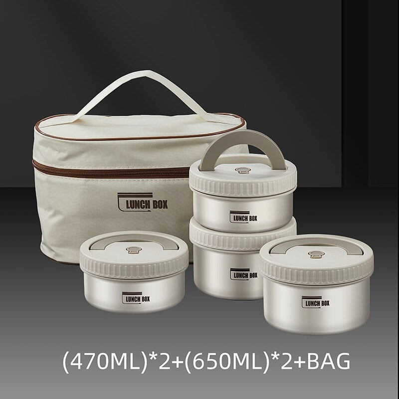 Premium Insulated Lunch Box Set – Portable Stackable Bento Box, Stainless Steel, Thermal Insulation, Keeps Food Warm or Cold, 470ml & 650ml Sizes, Perfect for On-the-Go Meals