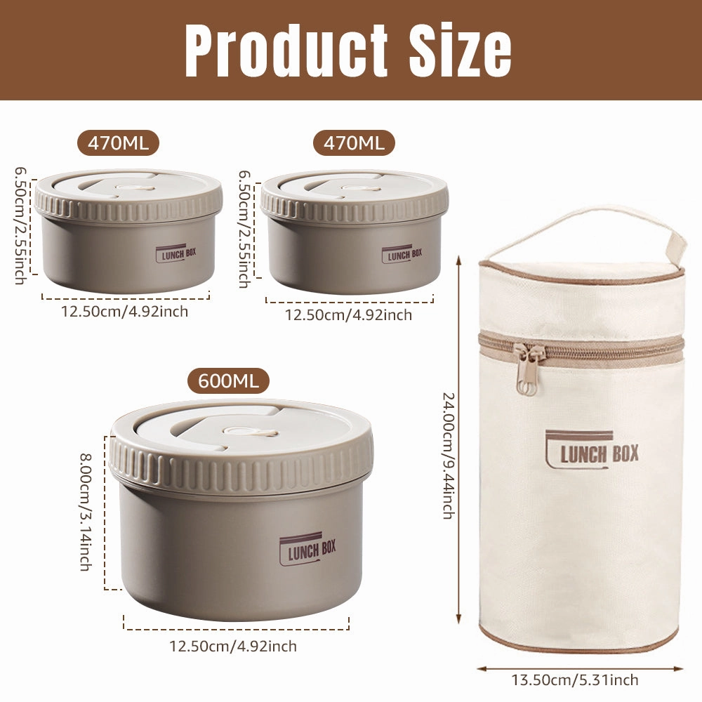 Premium Insulated Lunch Box Set – Portable Stackable Bento Box, Stainless Steel, Thermal Insulation, Keeps Food Warm or Cold, 470ml & 650ml Sizes, Perfect for On-the-Go Meals