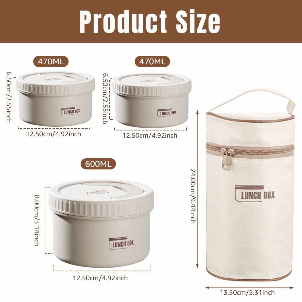 Premium Insulated Lunch Box Set – Portable Stackable Bento Box, Stainless Steel, Thermal Insulation, Keeps Food Warm or Cold, 470ml & 650ml Sizes, Perfect for On-the-Go Meals