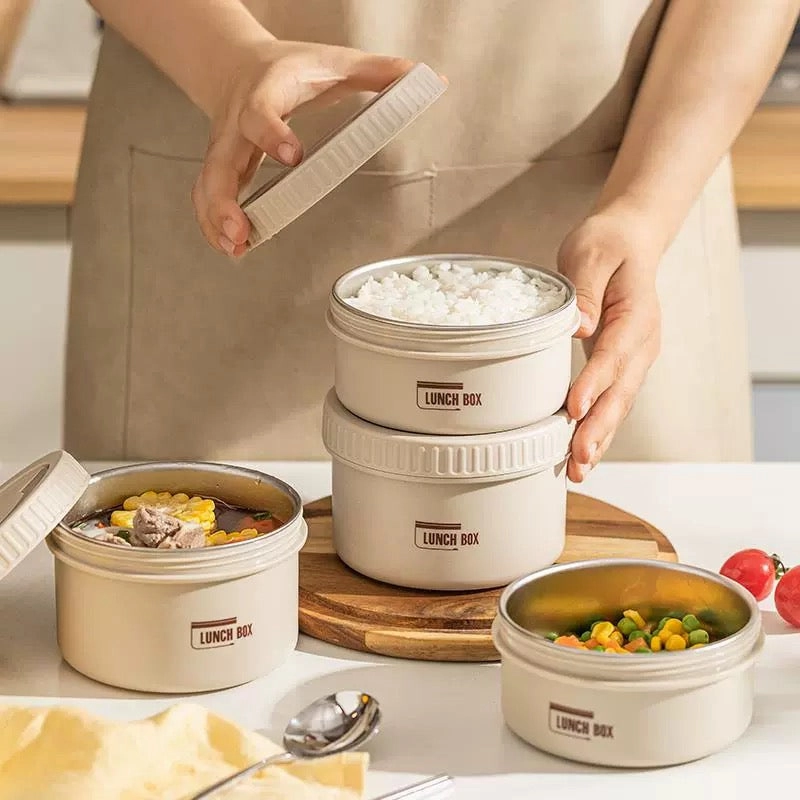 Premium Insulated Lunch Box Set – Portable Stackable Bento Box, Stainless Steel, Thermal Insulation, Keeps Food Warm or Cold, 470ml & 650ml Sizes, Perfect for On-the-Go Meals