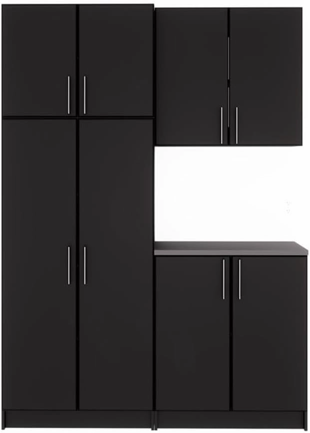 Prepac Elite Functional 4-Piece Garage Cabinets and Storage System Set F, Simplistic Garage Closet Shop Cabinets 16" D x 64" W x 89" H, Black, BRSX-1015-4M