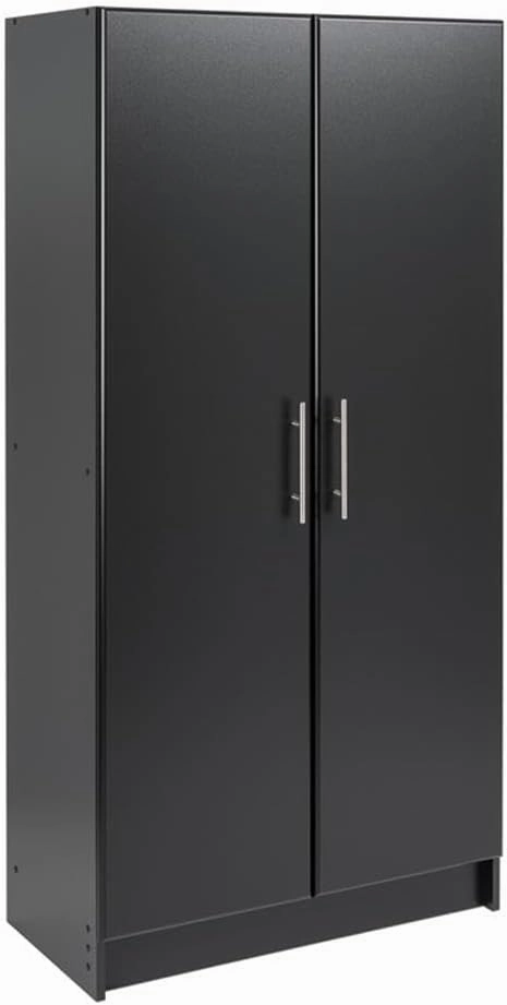 Prepac Elite Functional 4-Piece Garage Cabinets and Storage System Set F, Simplistic Garage Closet Shop Cabinets 16" D x 64" W x 89" H, Black, BRSX-1015-4M