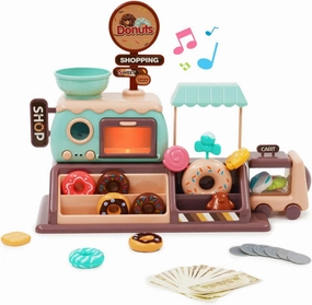 Pretend Play Toy Shop for Boys and Girls - With Donut Maker Machine, Fake Donuts, Candy and Oven